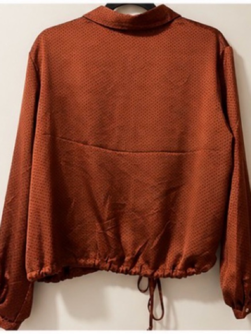 Black Tape Rust Polka Dot Tie Hem Blouse XL - Picture 2 of 4